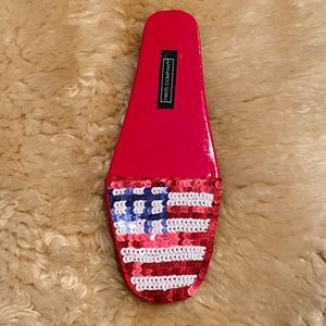 NWT Sequin American Flag Notepad in Shoe Shape